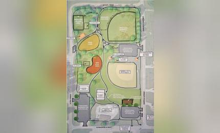 Conceptual site plan of proposed Goins Memorial Park improvements in Lake City.